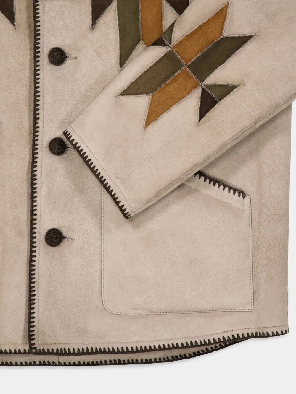 Beige Rigel Suede Shearling Jacket sold by Fashion Clinic product image thumbnail 4