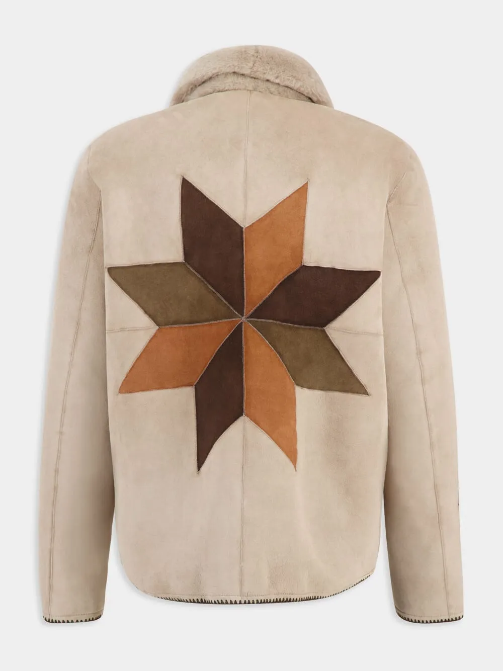 Beige Rigel Suede Shearling Jacket sold by Fashion Clinic product image thumbnail 2