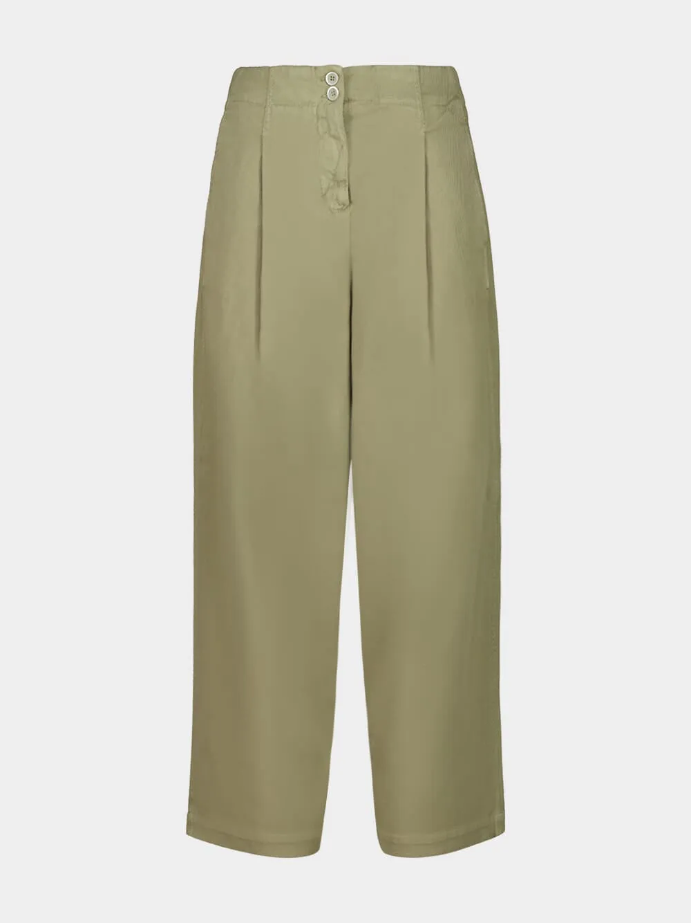 Mastice Green Cotton Blend Trousers sold by Fashion Clinic