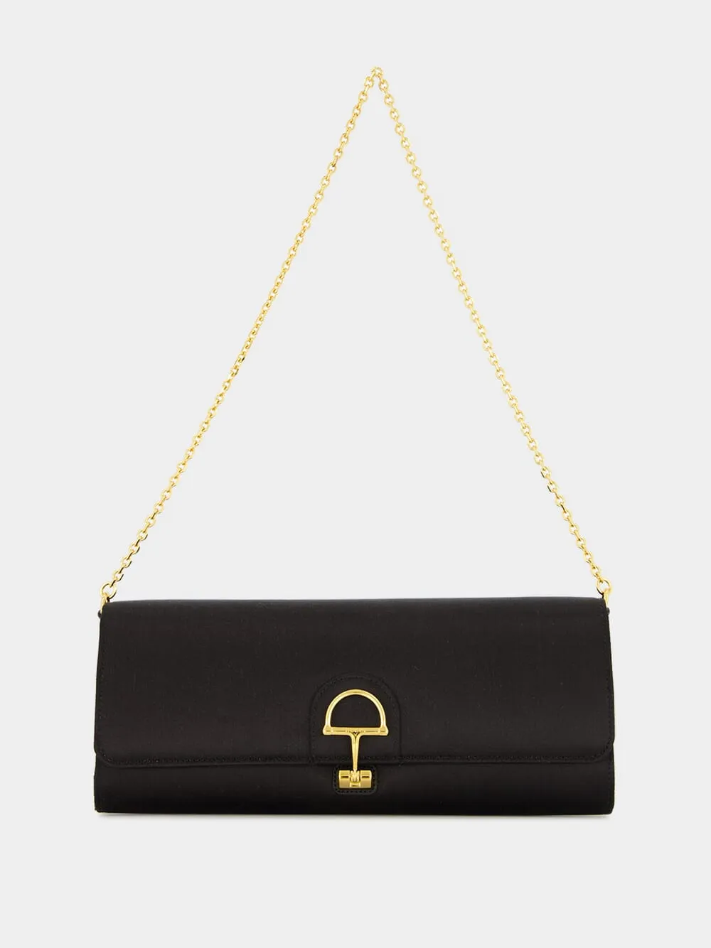 Black Silk Satin Gucci 73 Clutch with Horsebit sold by Fashion Clinic product image thumbnail 2