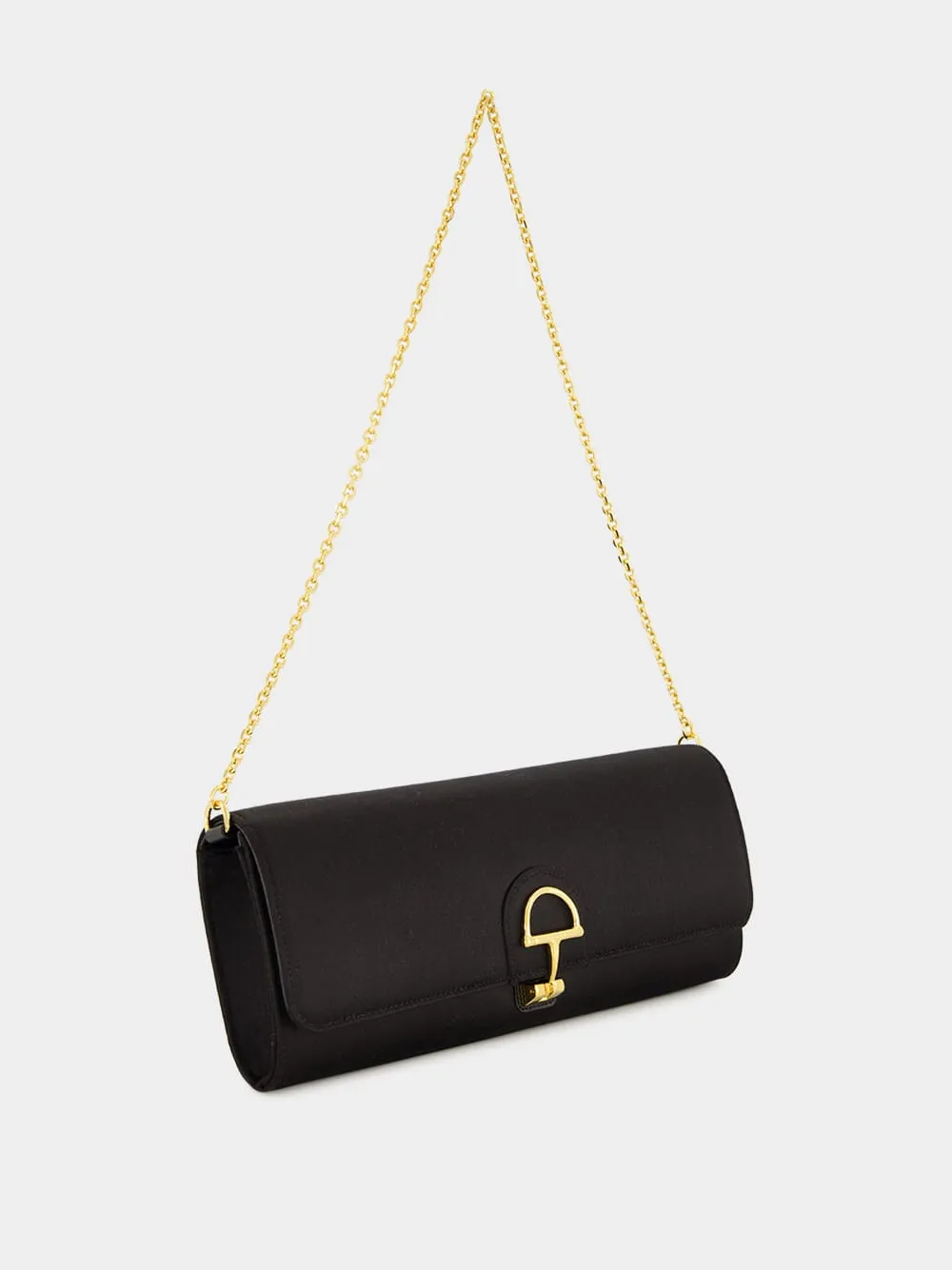 Black Silk Satin Gucci 73 Clutch with Horsebit sold by Fashion Clinic product image thumbnail 3