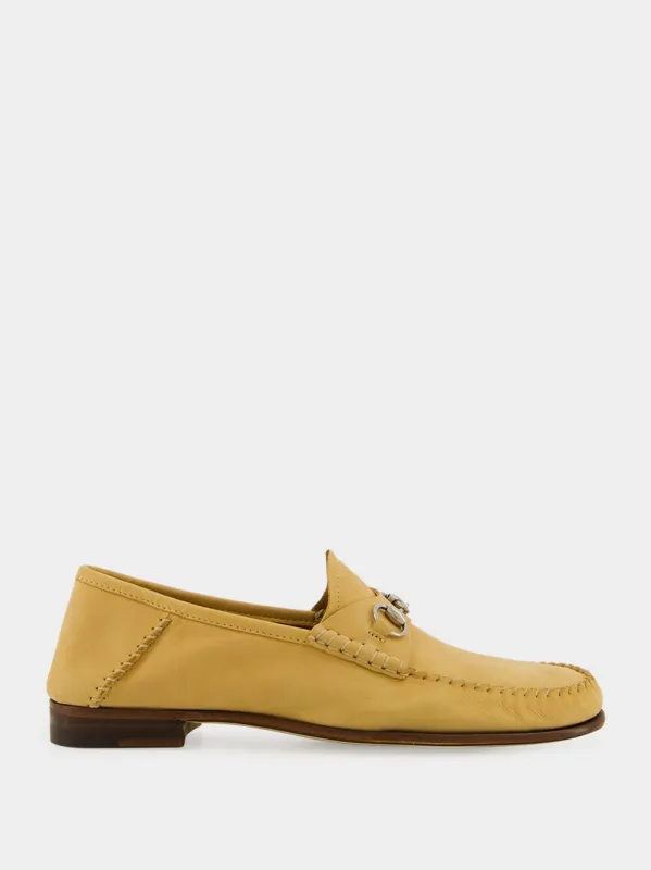 Beige Suede Gigi Loafer with Horsebit sold by Fashion Clinic