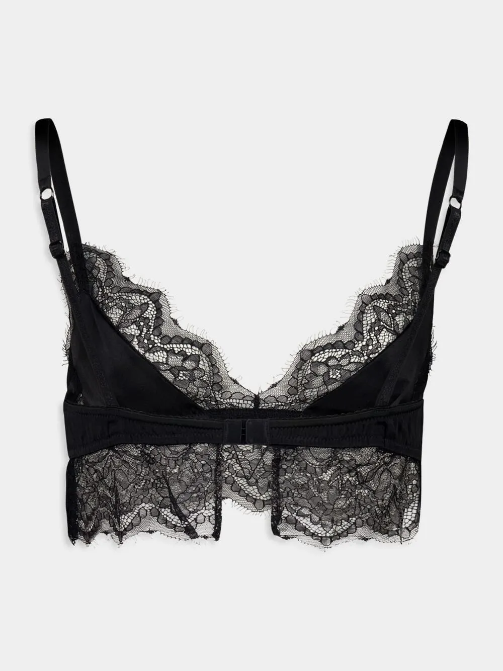 Black Satin Lace Soft-Cup Bralette sold by Fashion Clinic product image thumbnail 2