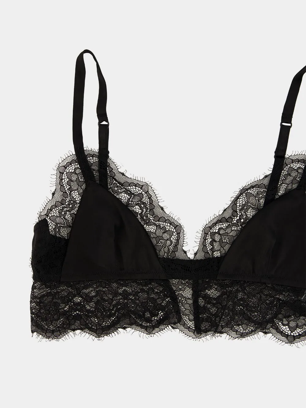 Black Satin Lace Soft-Cup Bralette sold by Fashion Clinic product image thumbnail 3