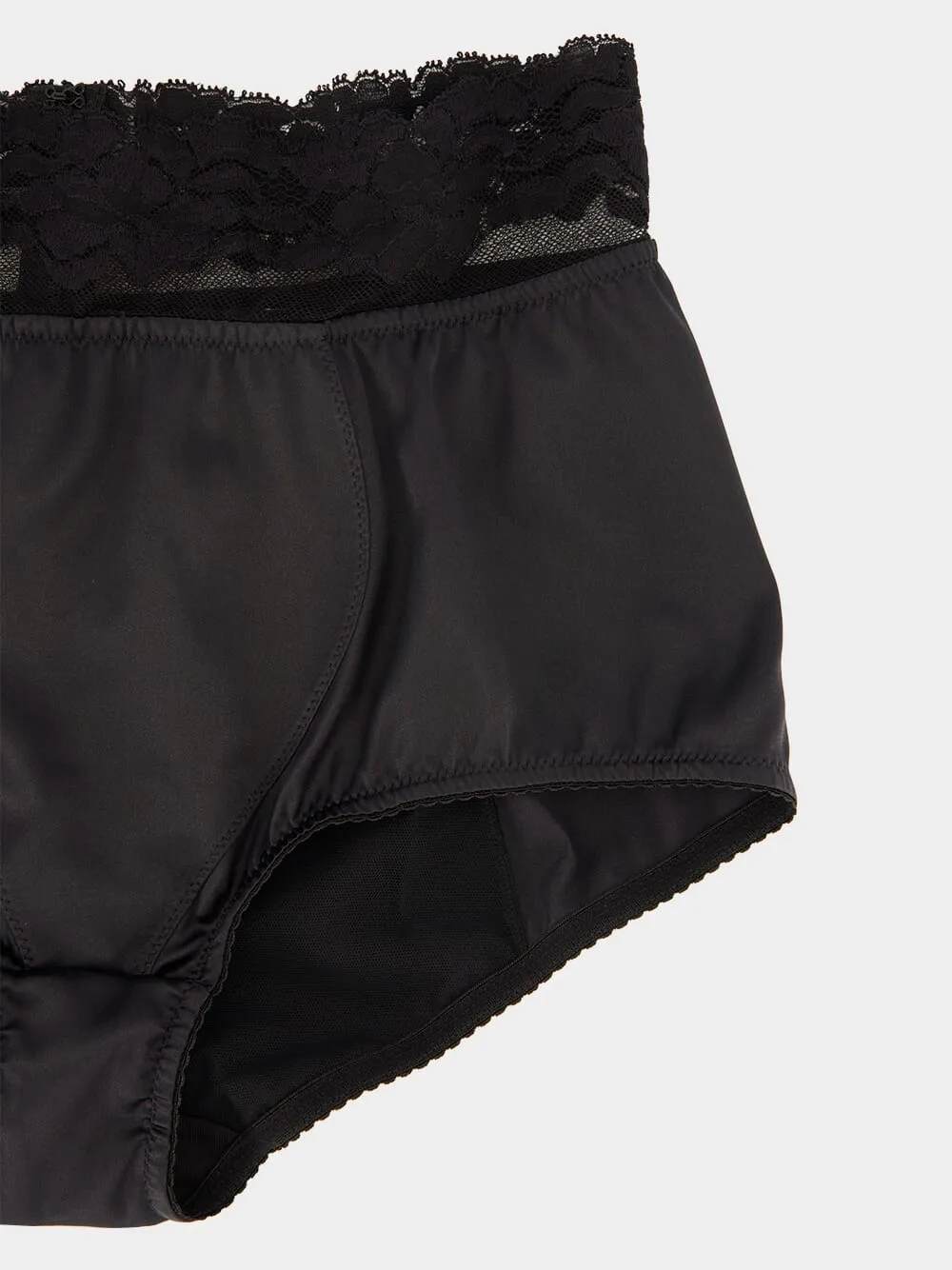 Black Satin and Lace High-Waisted Briefs sold by Fashion Clinic product image thumbnail 3