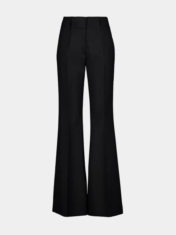Navy Wool-Cashmere Flared Trousers sold by Fashion Clinic