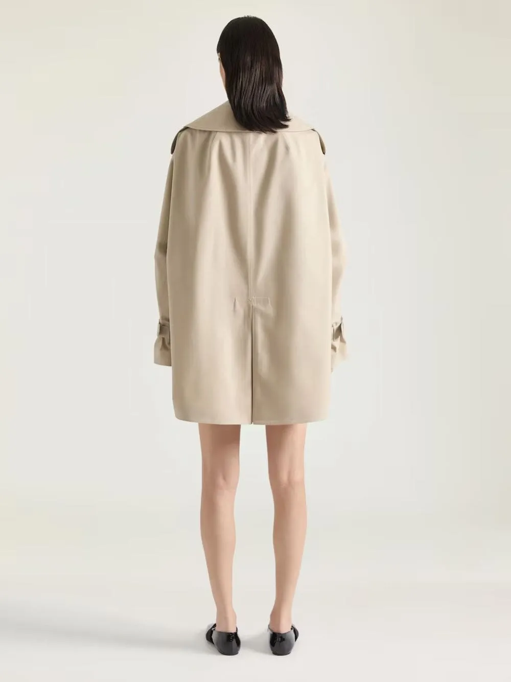 Beige Cocoon Short Cotton Trench sold by Fashion Clinic product image thumbnail 3