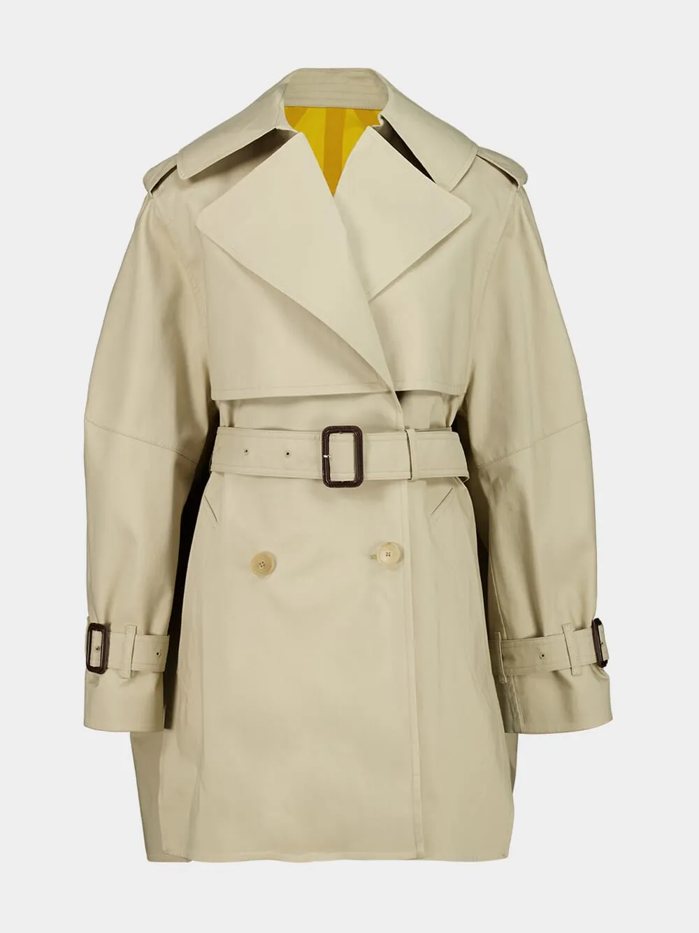 Beige Cocoon Short Cotton Trench sold by Fashion Clinic product image thumbnail 2