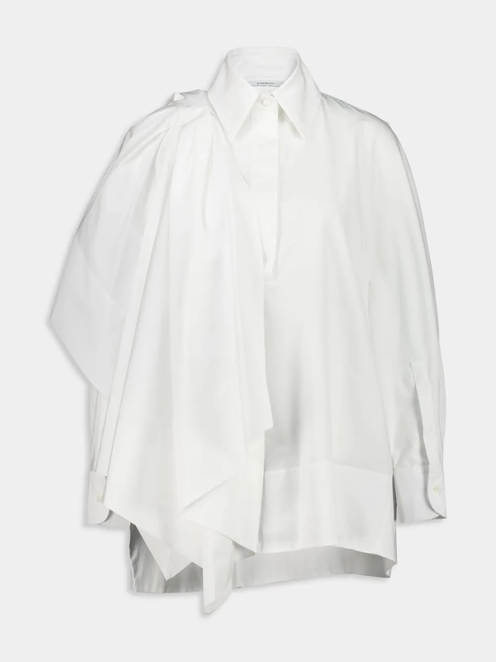 White Cotton Shirt with Shoulder Bow sold by Fashion Clinic