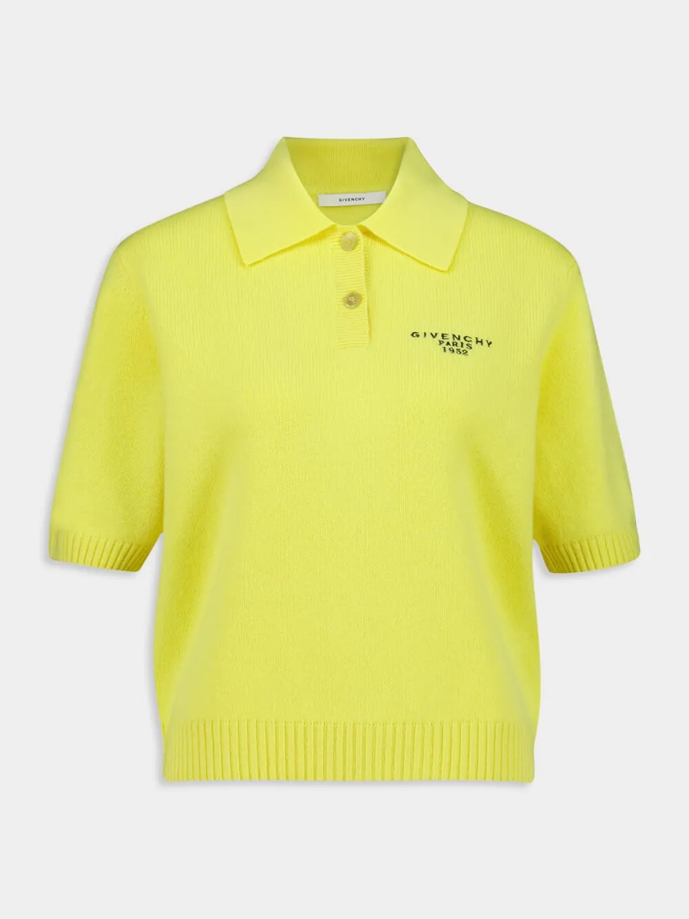 Acid Yellow Wool-Cashmere Polo Top sold by Fashion Clinic product image thumbnail 2
