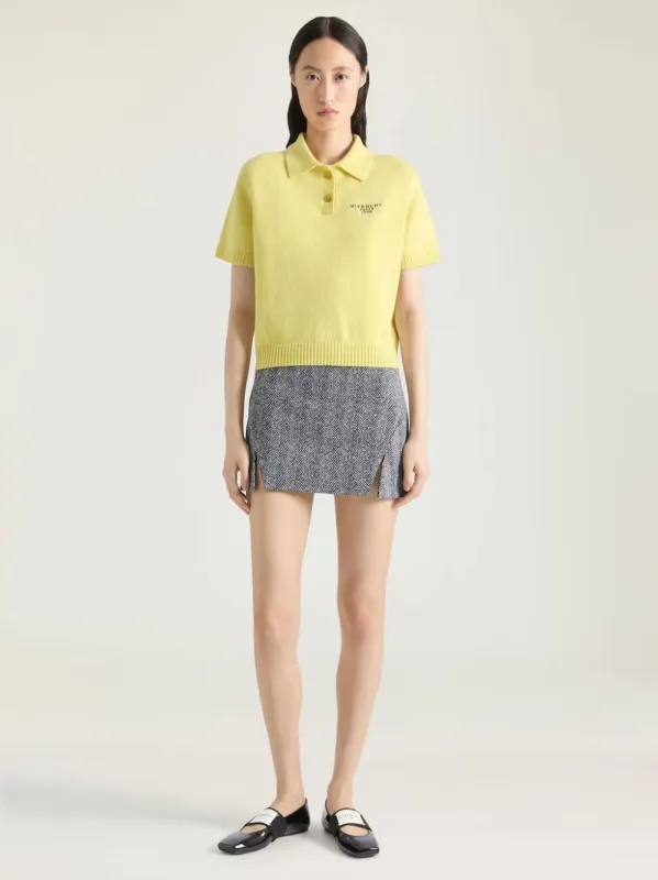 Acid Yellow Wool-Cashmere Polo Top sold by Fashion Clinic