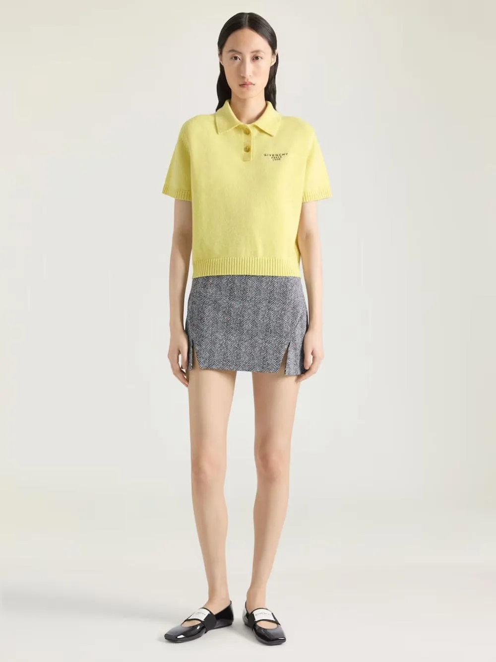 Acid Yellow Wool-Cashmere Polo Top sold by Fashion Clinic