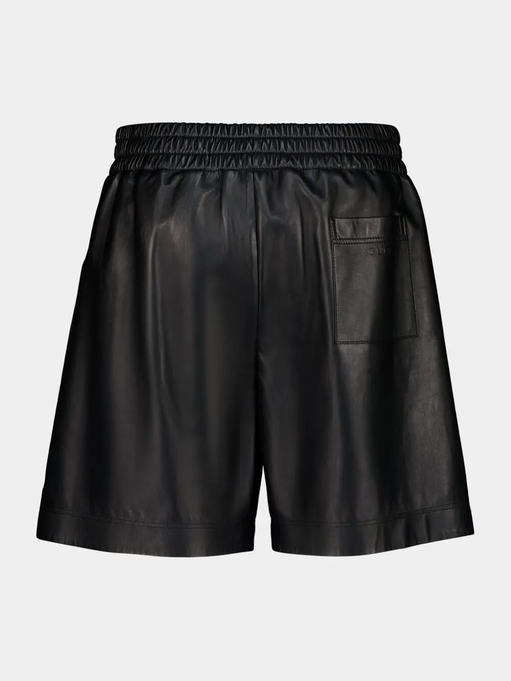 Black Bonded Leather Jersey Shorts sold by Fashion Clinic product image thumbnail 2