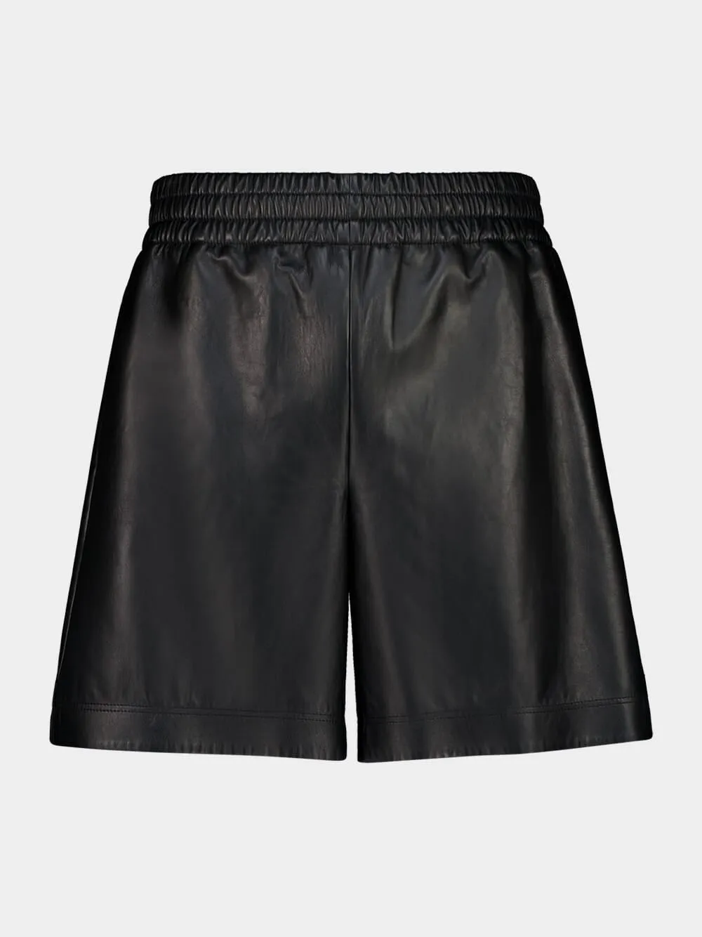 Black Bonded Leather Jersey Shorts sold by Fashion Clinic