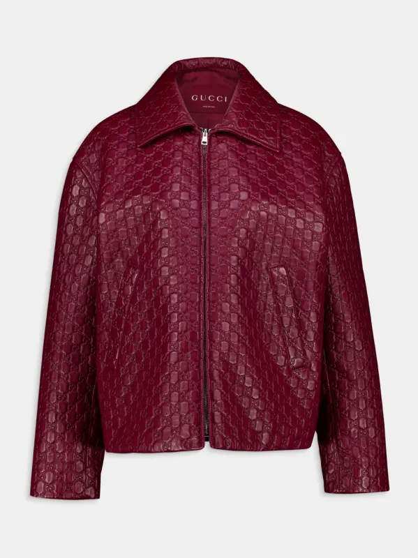 Rosso Ancora Embossed Leather Jacket sold by Fashion Clinic