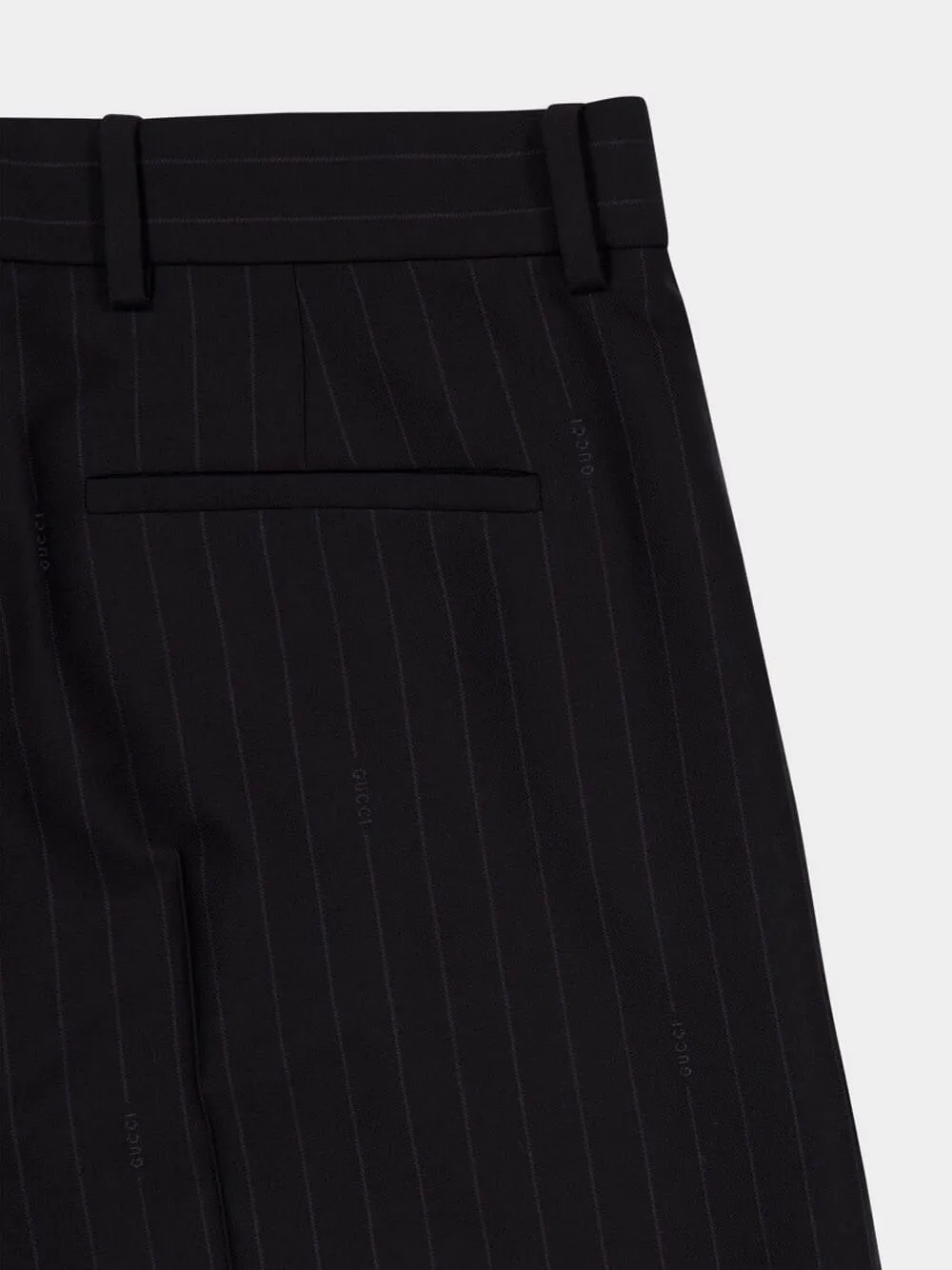Black Pinstripe Wool Jacquard Trousers sold by Fashion Clinic product image thumbnail 4