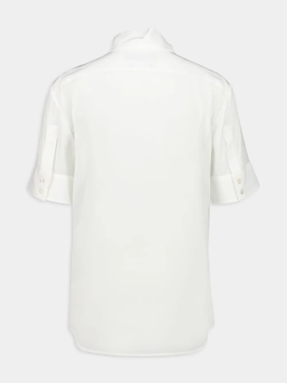 White Silk Crepe Short-Sleeve Shirt sold by Fashion Clinic product image thumbnail 2