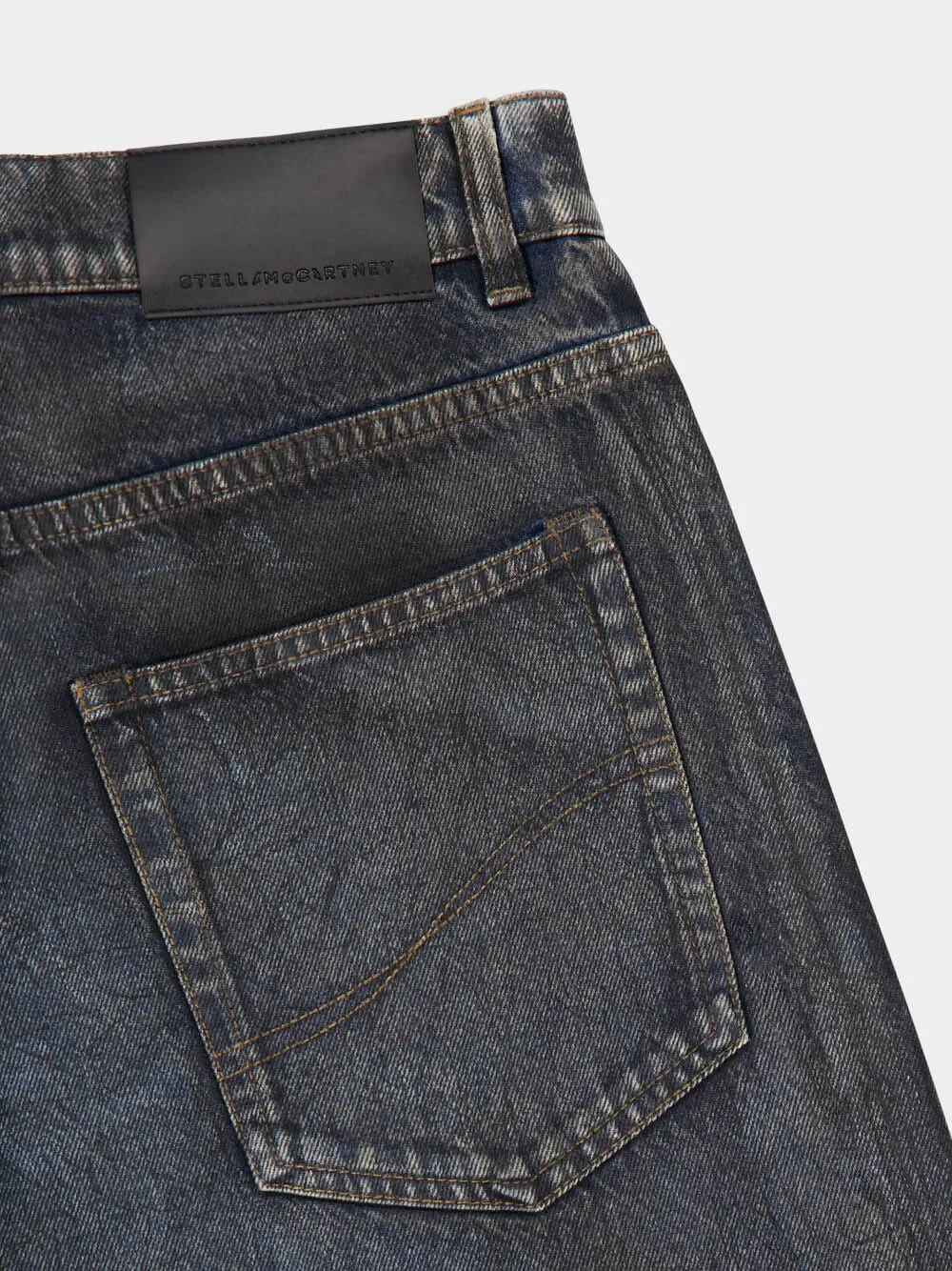 Aged Blue Waxed Straight-Leg Jeans sold by Fashion Clinic product image thumbnail 5