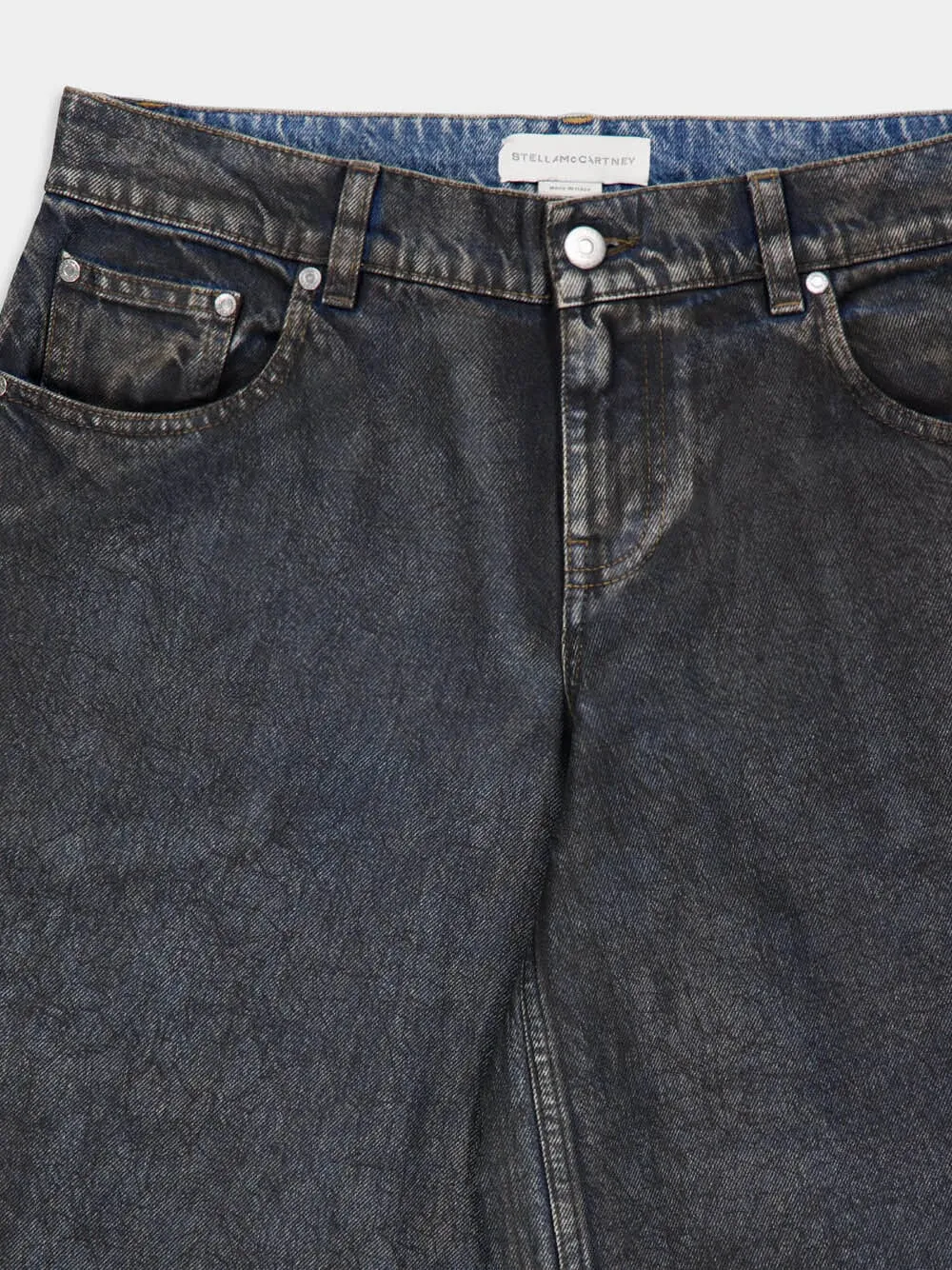 Aged Blue Waxed Straight-Leg Jeans sold by Fashion Clinic product image thumbnail 4