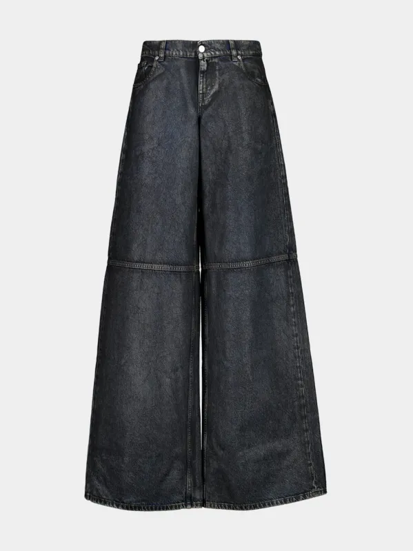 Aged Blue Waxed Straight-Leg Jeans sold by Fashion Clinic