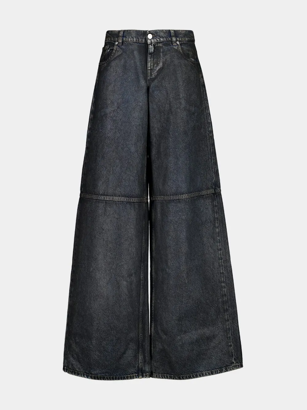 Aged Blue Waxed Straight-Leg Jeans sold by Fashion Clinic