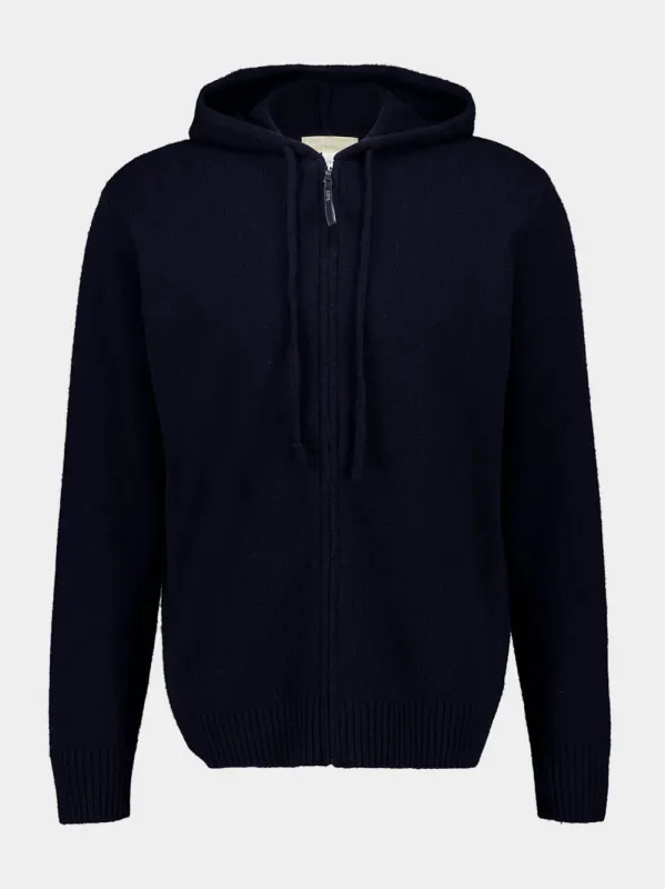 Navy Blue Wool Zip-Up Sweatshirt sold by Fashion Clinic