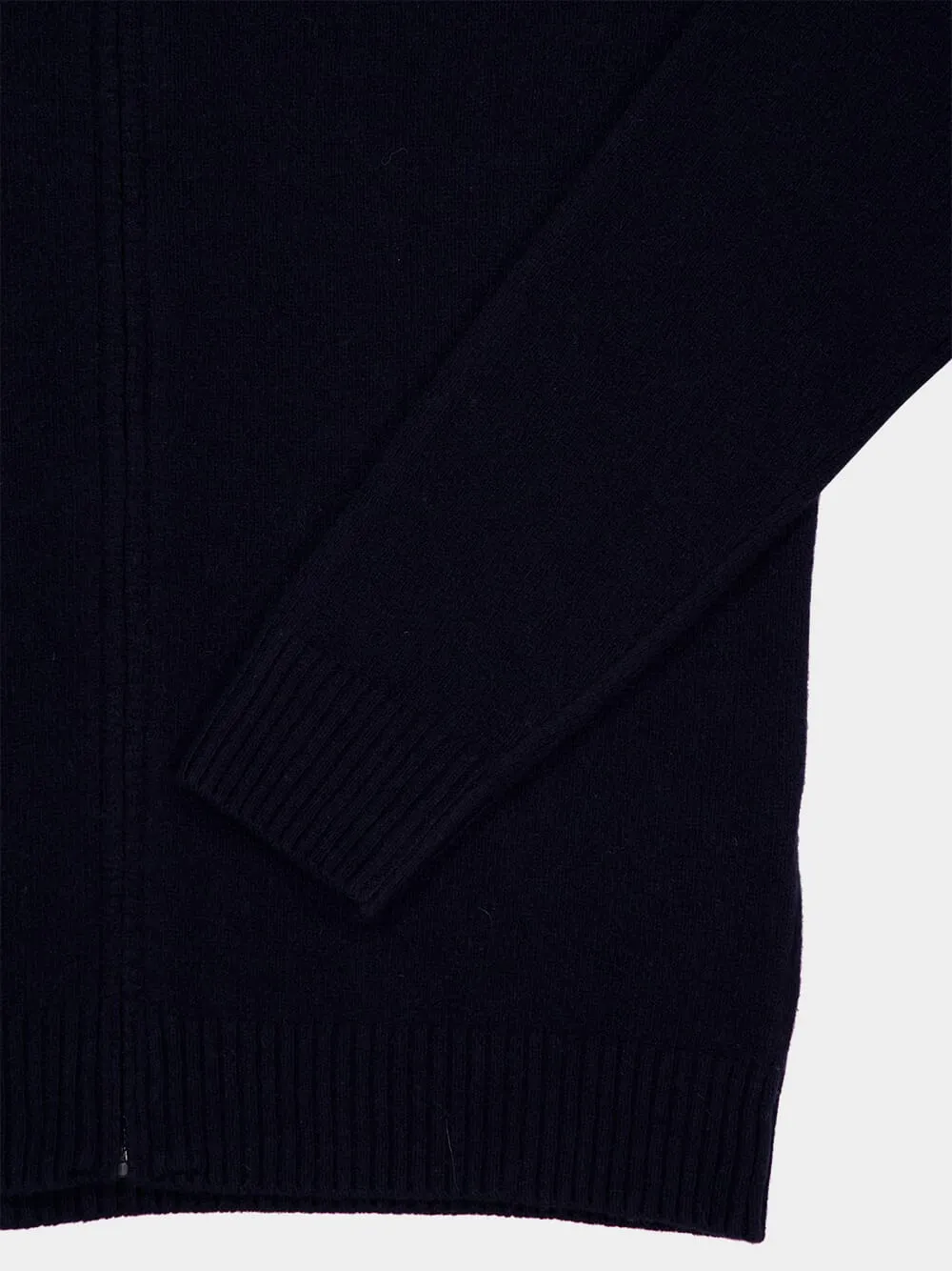 Navy Blue Wool Zip-Up Sweatshirt sold by Fashion Clinic product image thumbnail 4