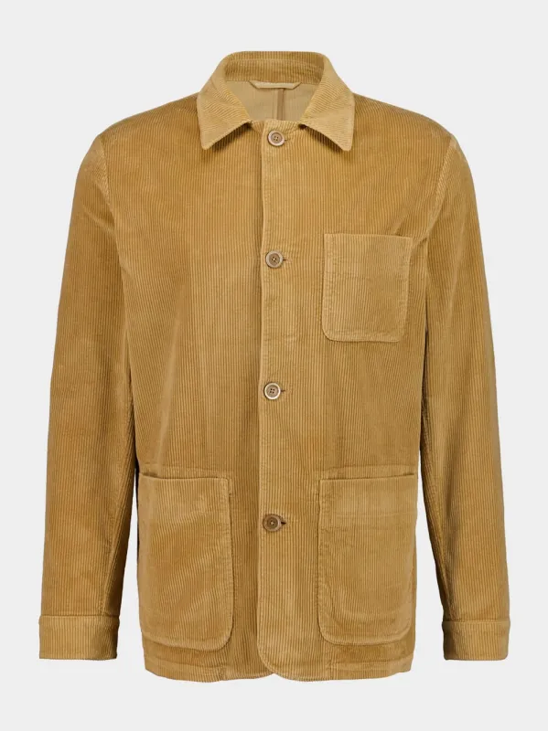 Caramel Cotton Buttoned Jacket sold by Fashion Clinic