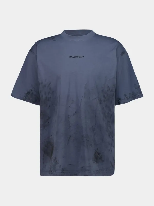 Faded Dark Blue Cotton T-Shirt sold by Fashion Clinic
