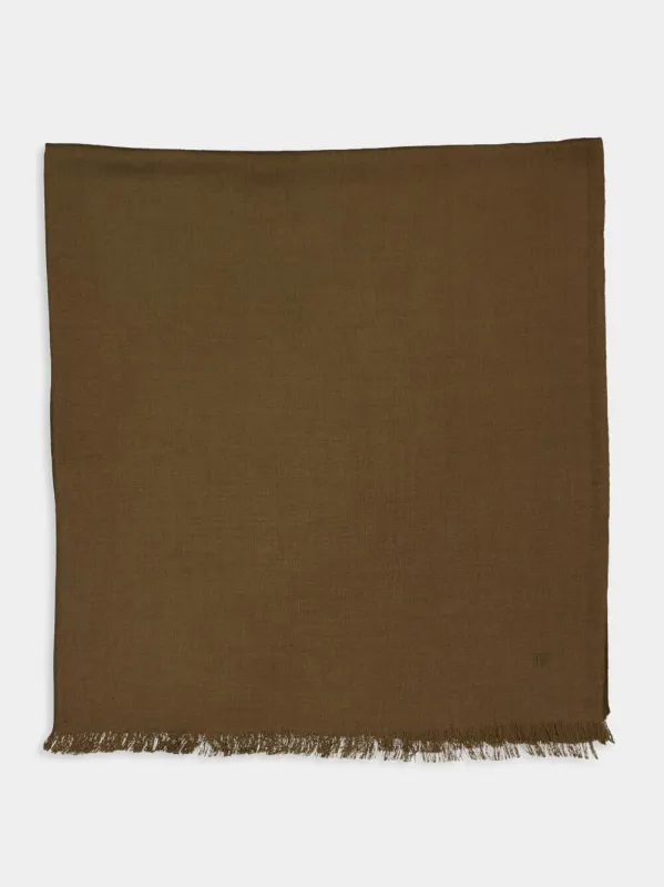 Olive Green Wool Day Scarf sold by Fashion Clinic