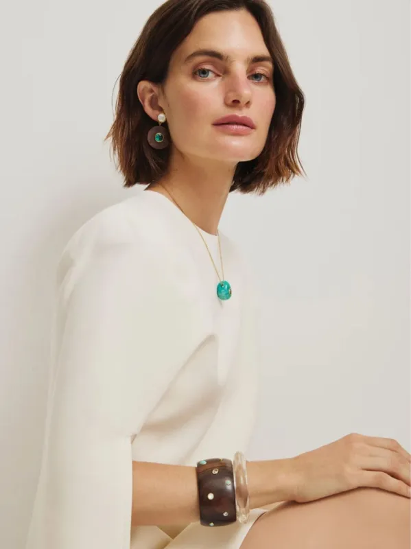 Cara Cuff in Dotted Acacia Wood sold by Fashion Clinic