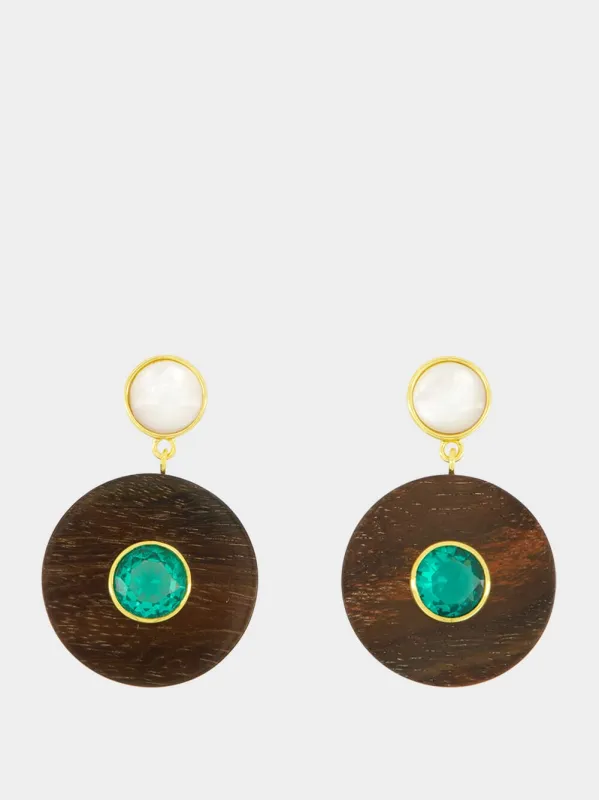 Taj Disc Earrings in Acacia Wood sold by Fashion Clinic