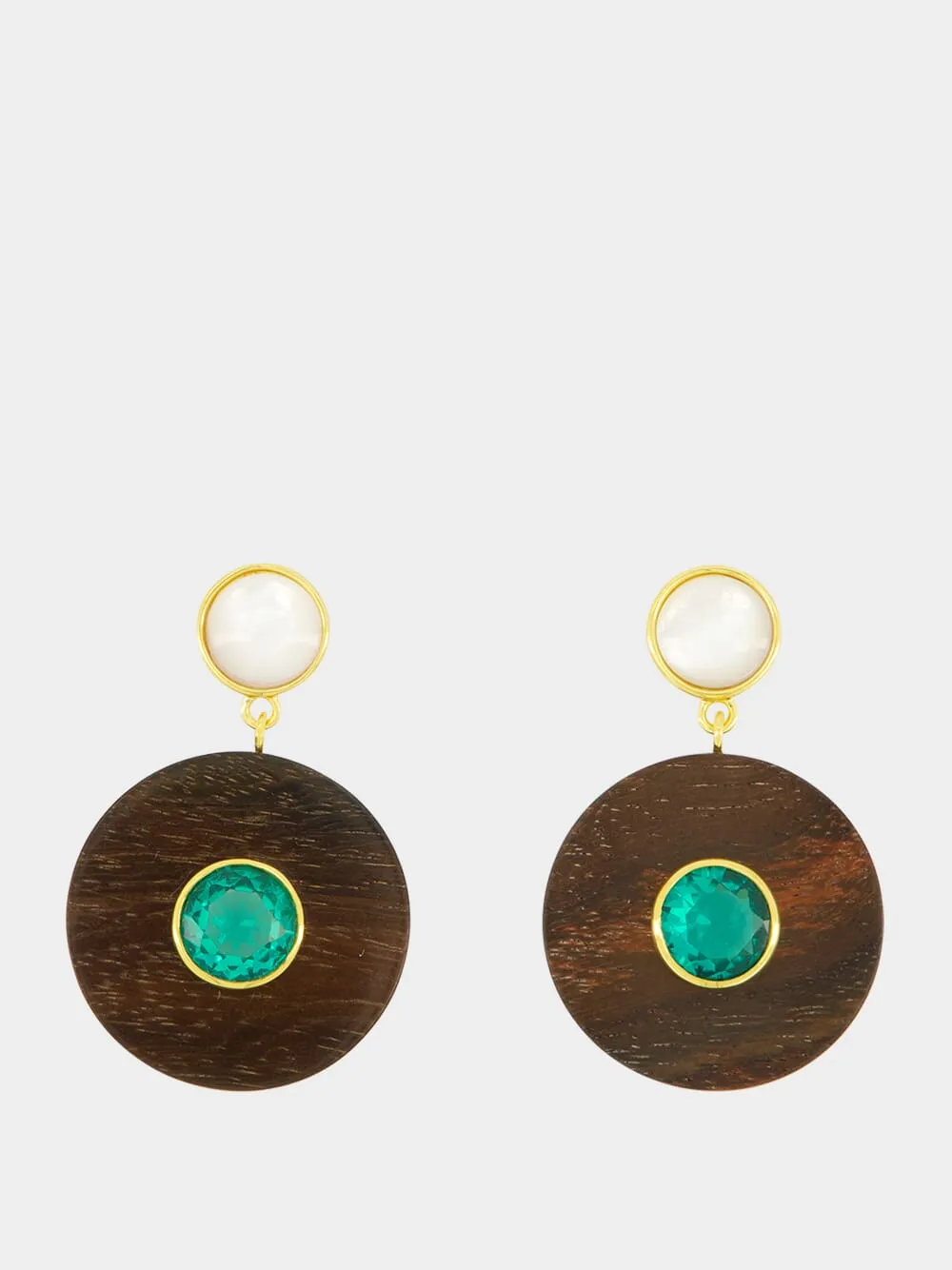 Taj Disc Earrings in Acacia Wood sold by Fashion Clinic