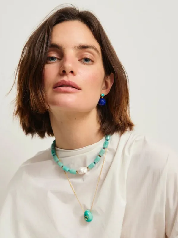 Constance Necklace in Brazilian Amazonite sold by Fashion Clinic