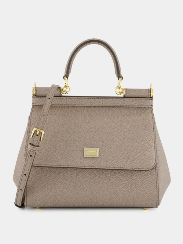 Taupe Small Dauphine Leather Sicily Bag sold by Fashion Clinic