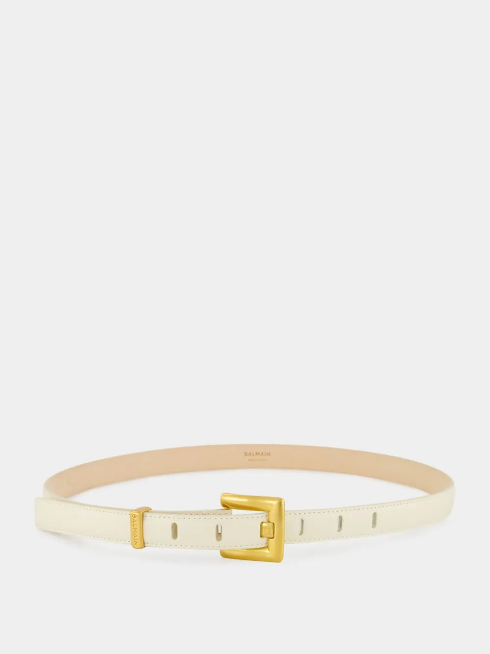 Beige Anthem Narrow Leather Belt sold by Fashion Clinic