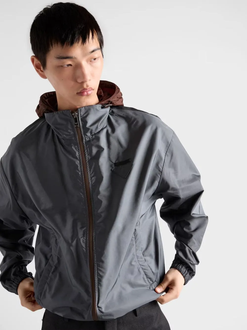 Cocoa Brown and Iron Gray Reversible Re-Nylon Jacket sold by Fashion Clinic product image thumbnail 2