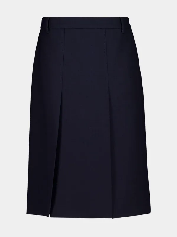 Navy Blue Wool Hopsack Skirt sold by Fashion Clinic