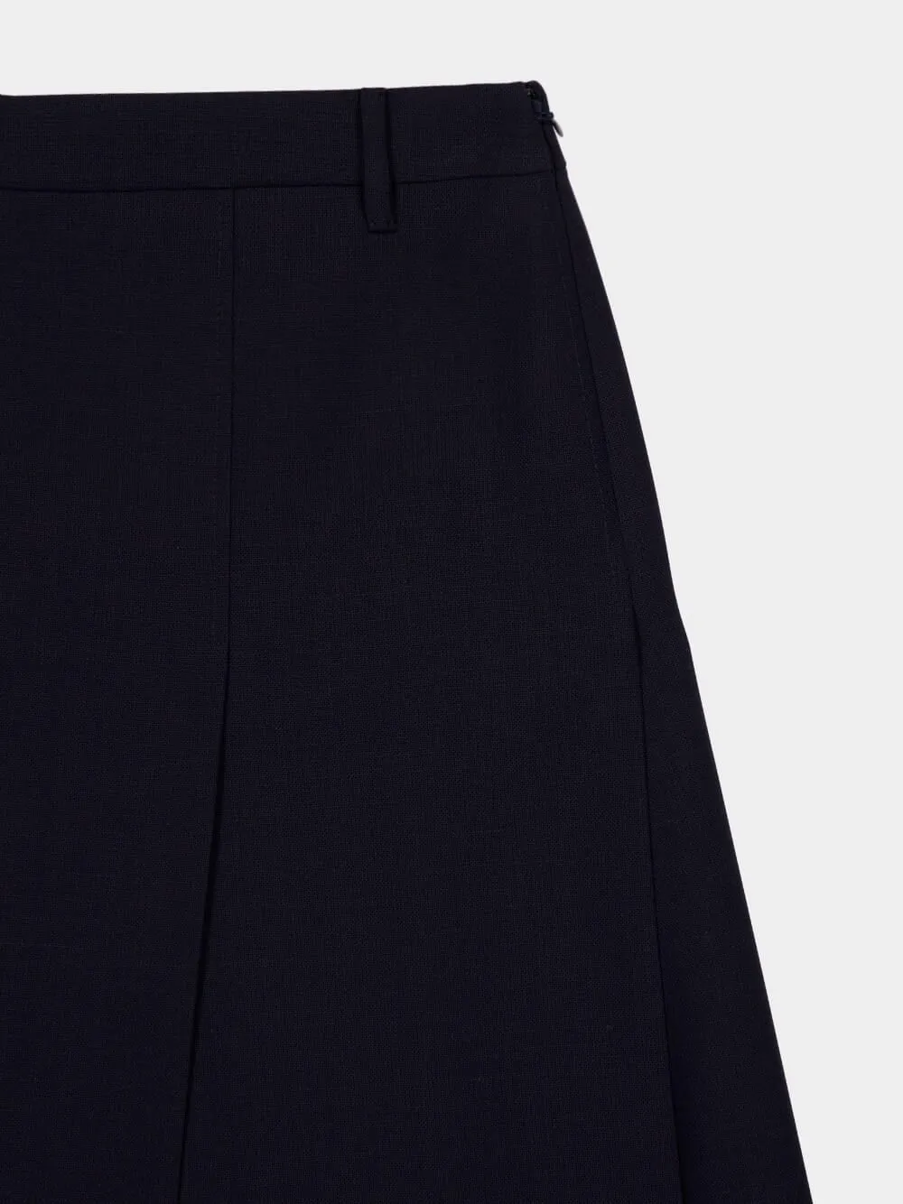 Navy Blue Wool Hopsack Skirt sold by Fashion Clinic product image thumbnail 5