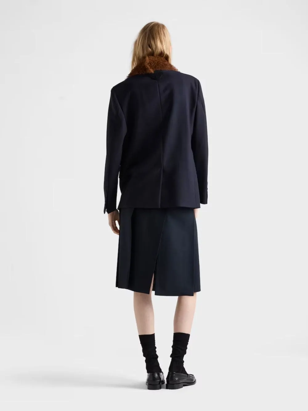 Navy Blue Wool Hopsack Skirt sold by Fashion Clinic product image thumbnail 4