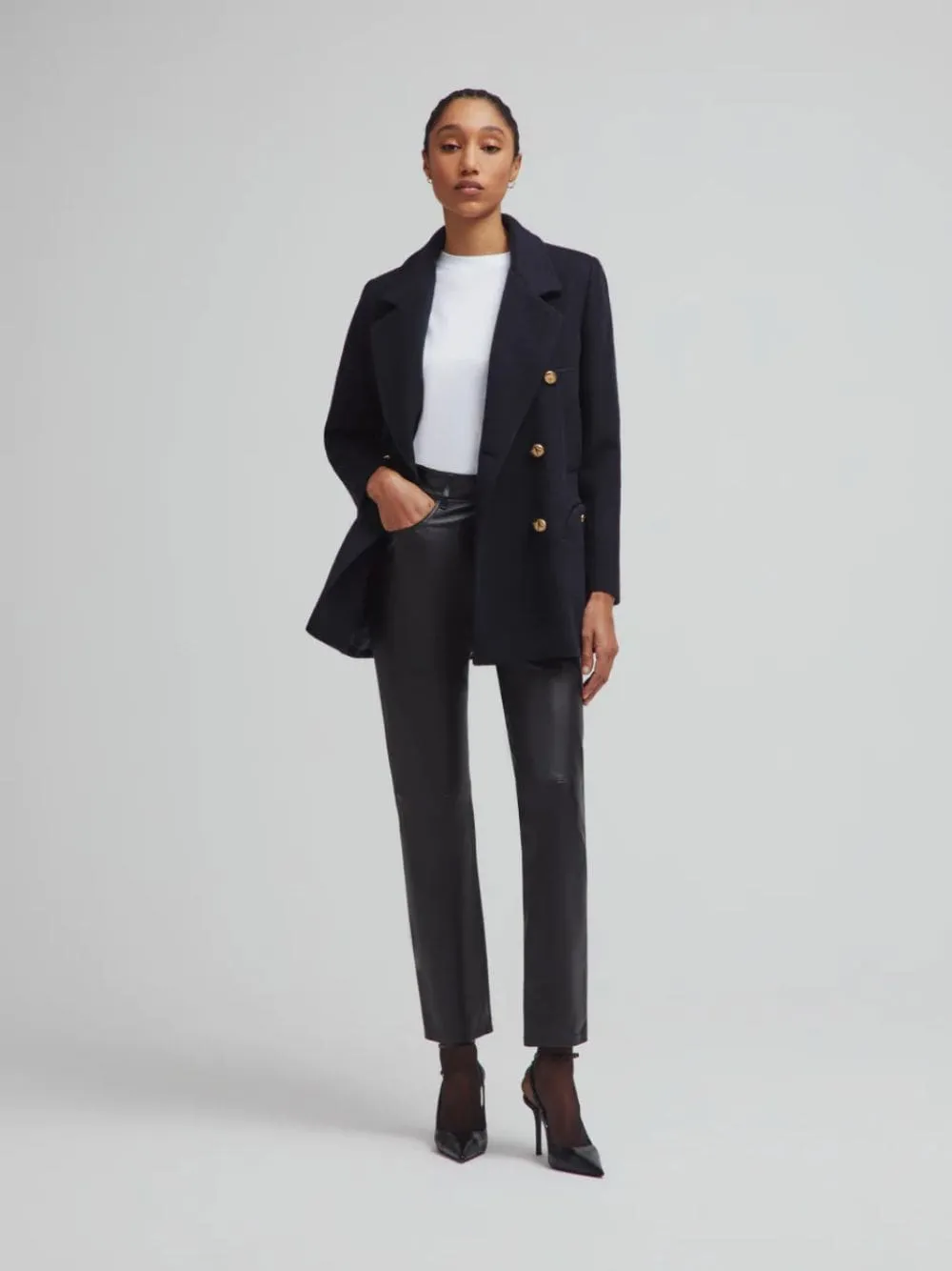 Joyme Navy Sealady Wool Coat sold by Fashion Clinic product image thumbnail 2