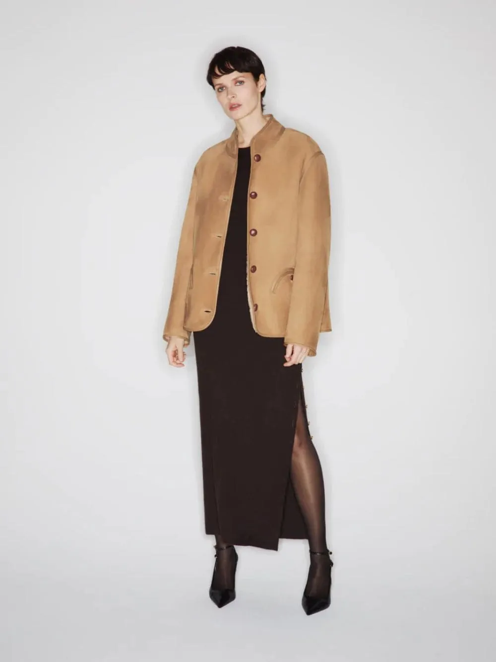 Tatoosh Camel Curly Shearling Jacket sold by Fashion Clinic