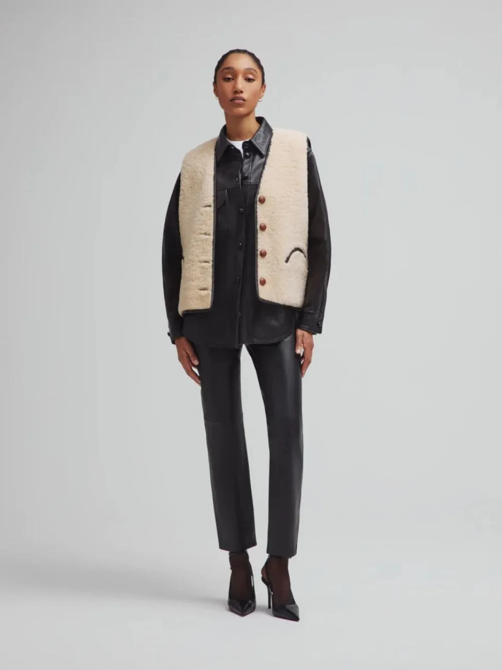 Tatoosh Camel Gliss Reversible Shearling Gilet sold by Fashion Clinic product image thumbnail 4