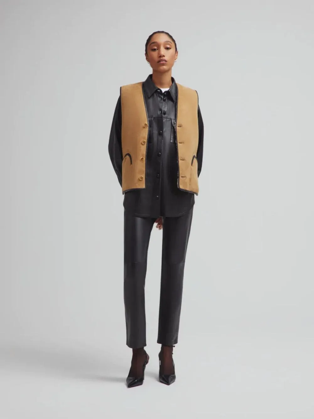 Tatoosh Camel Gliss Reversible Shearling Gilet sold by Fashion Clinic product image thumbnail 2