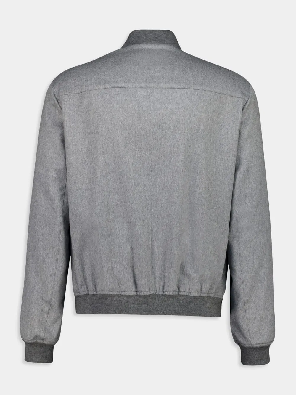Grey Lightweight Cashmere Flannel Bomber Jacket sold by Fashion Clinic product image thumbnail 2