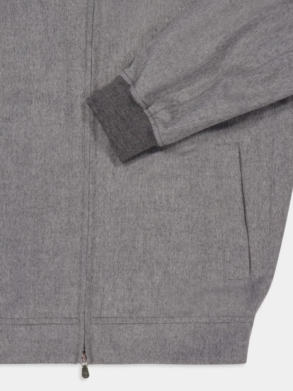 Grey Lightweight Cashmere Flannel Bomber Jacket sold by Fashion Clinic product image thumbnail 4