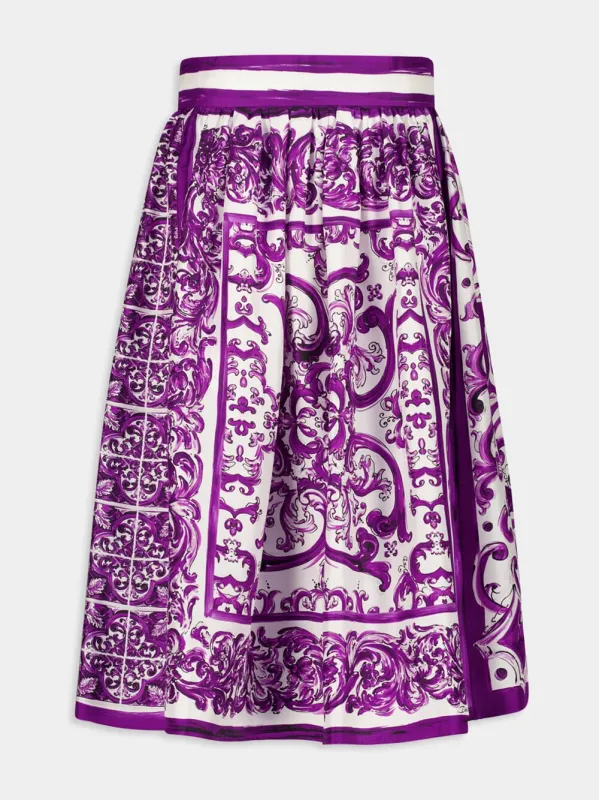 Majolica-Print  Silk Twill Skirt sold by Fashion Clinic
