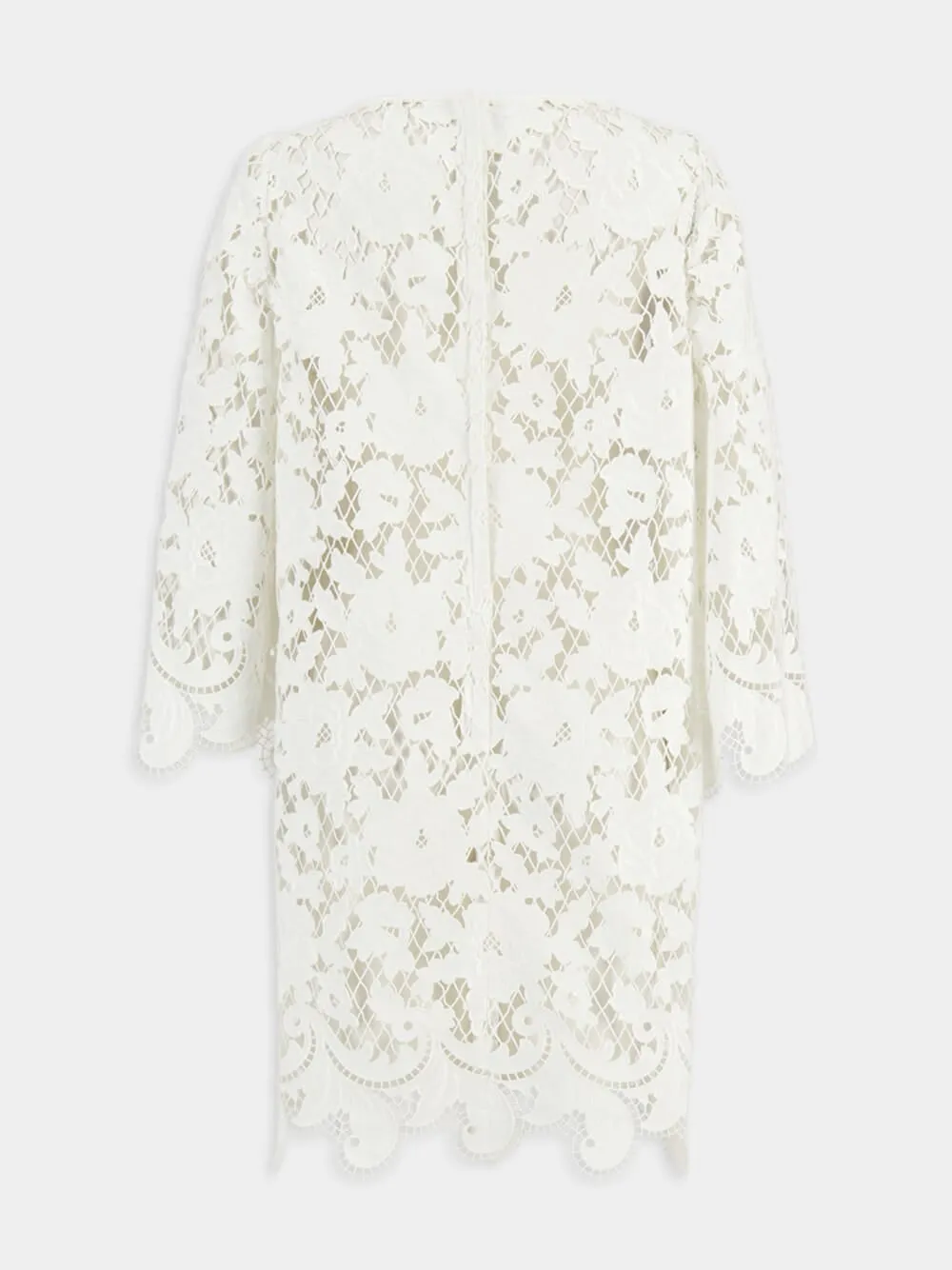 White Embroidered Cotton Short Dress sold by Fashion Clinic product image thumbnail 3