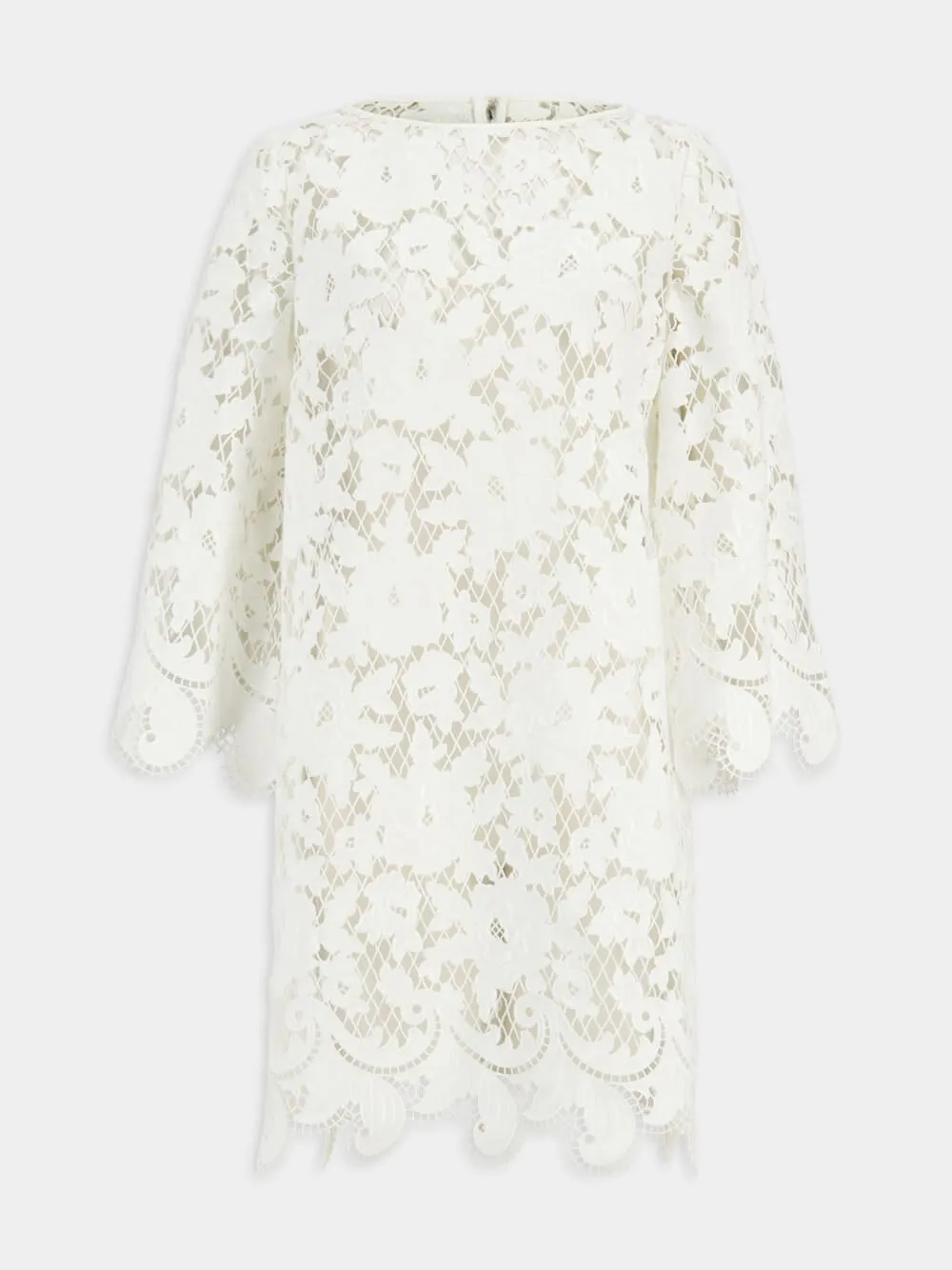 White Embroidered Cotton Short Dress sold by Fashion Clinic