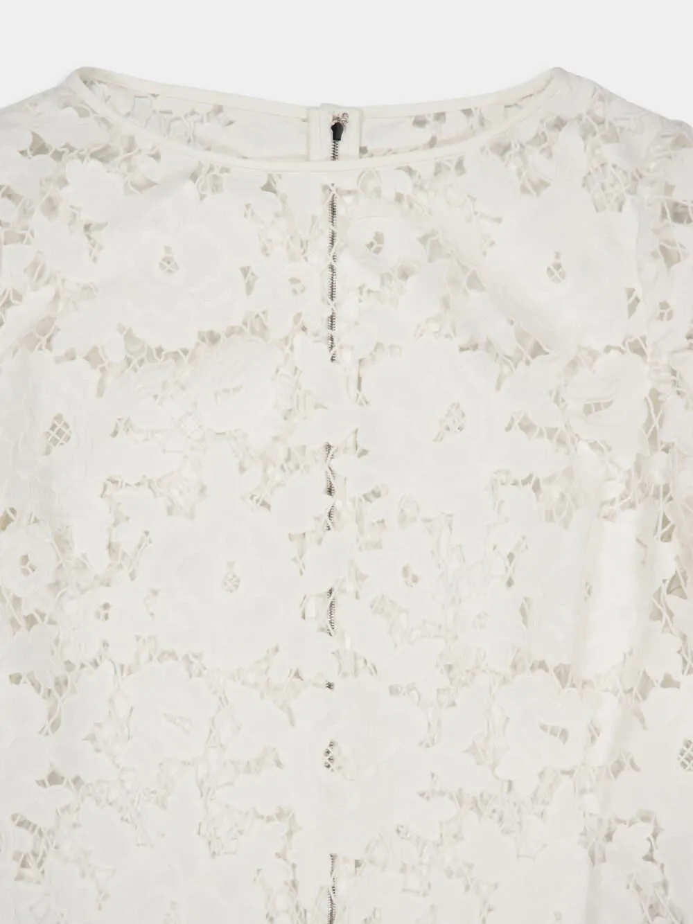 White Embroidered Cotton Short Dress sold by Fashion Clinic product image thumbnail 5